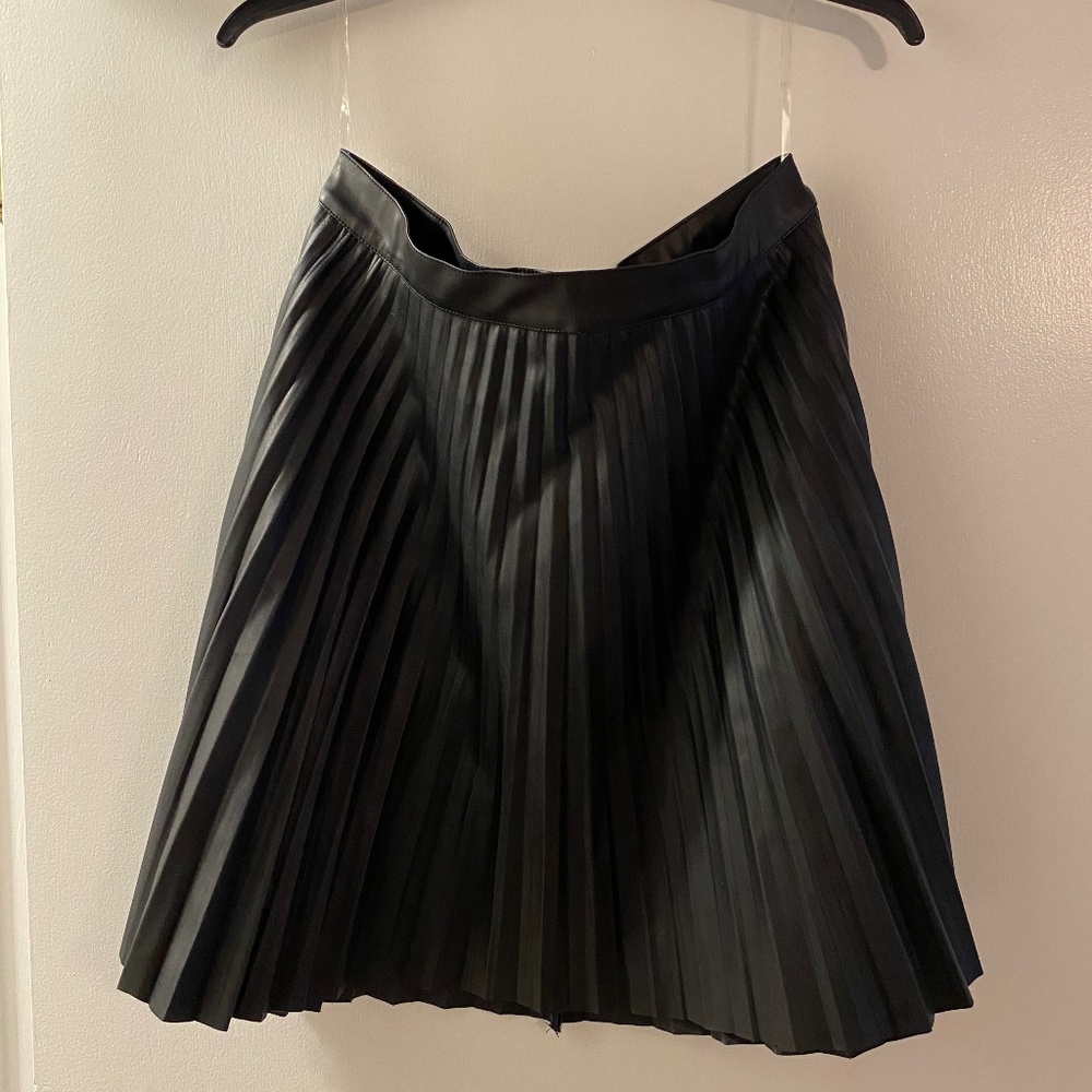 Kori black pleated leather skirt
